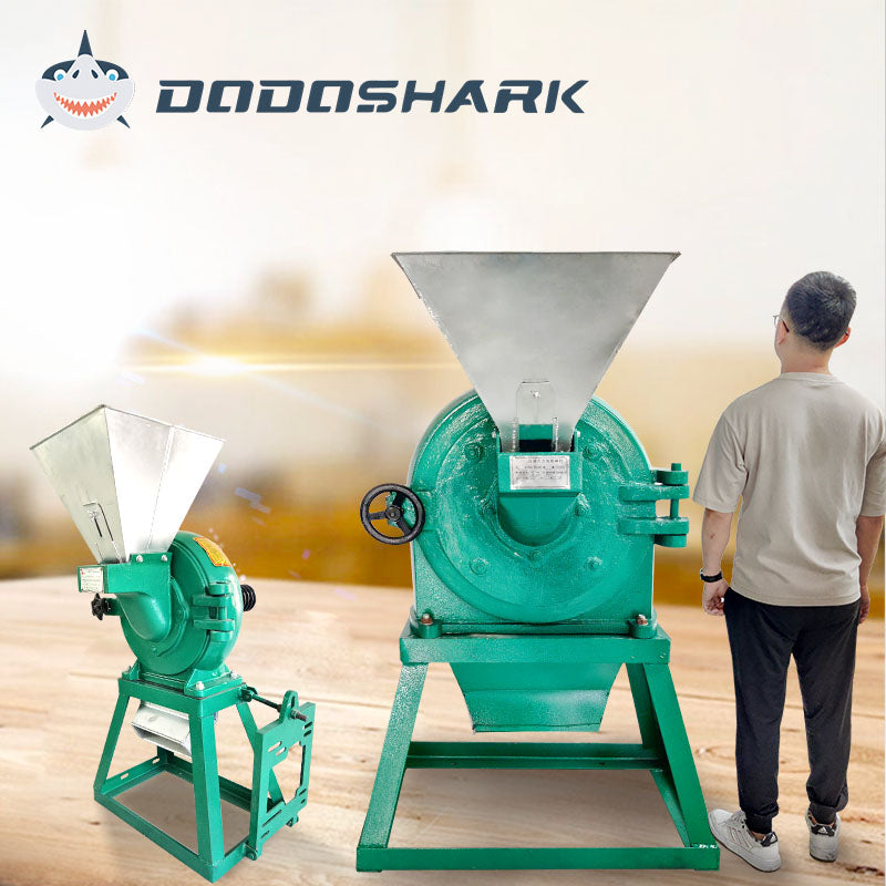 Dodoshark commercial tooth disc grinder size comparison — operator-scale view showing machine dimensions and build quality
