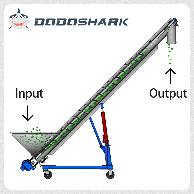 Dodoshark Stainless Steel Spiral Conveyor | 304/201 Screw Feeder for Powder & Granules | Durable Industrial Material Conveyor