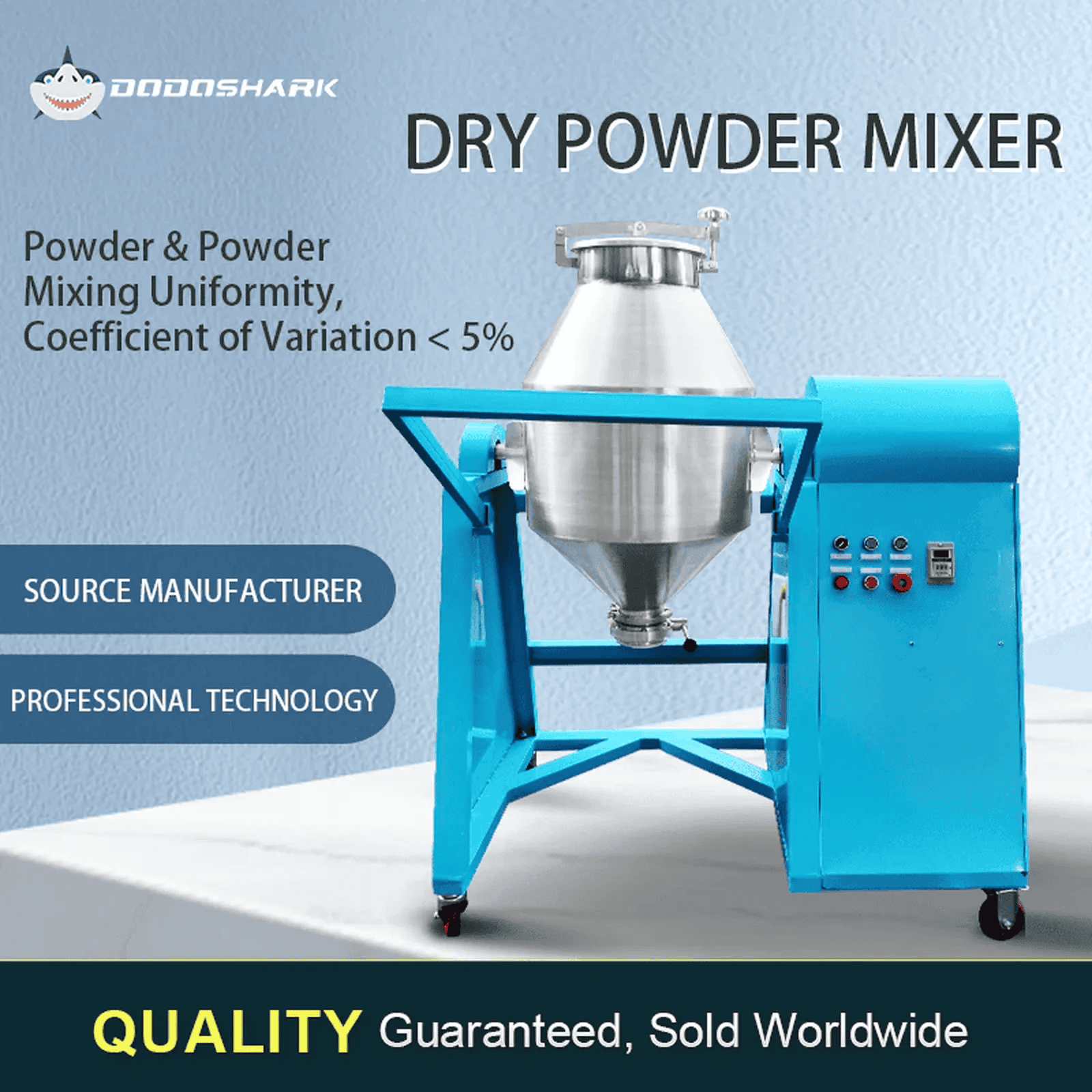 Dodoshark 360 Drum Mixer | Industrial Powder Blending Machine for Lab & Commercial Use - Dodoshark