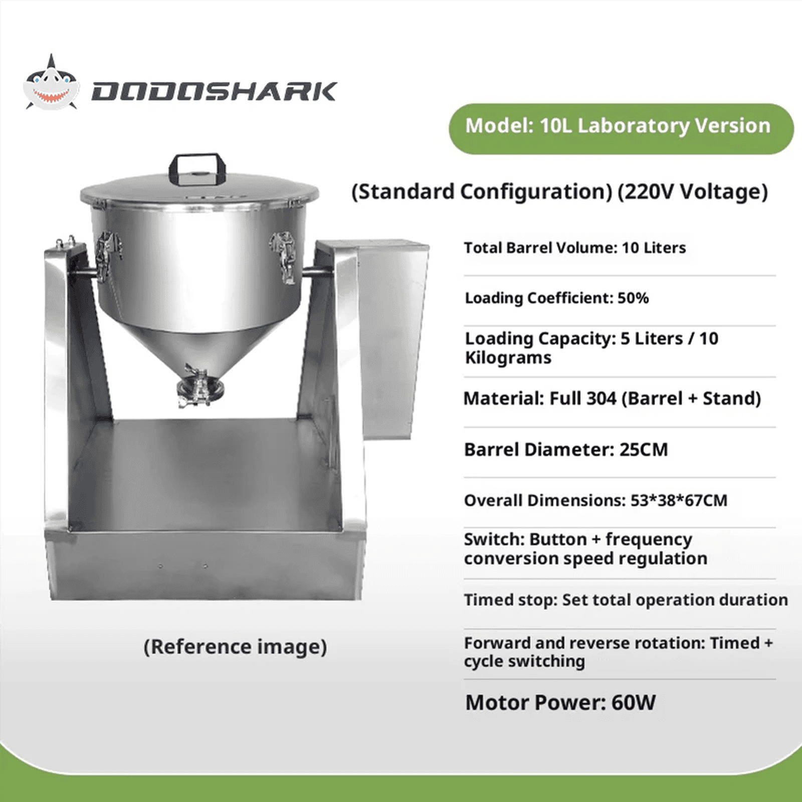 Dodoshark 360 Drum Mixer | Industrial Powder Blending Machine for Lab & Commercial Use - Dodoshark