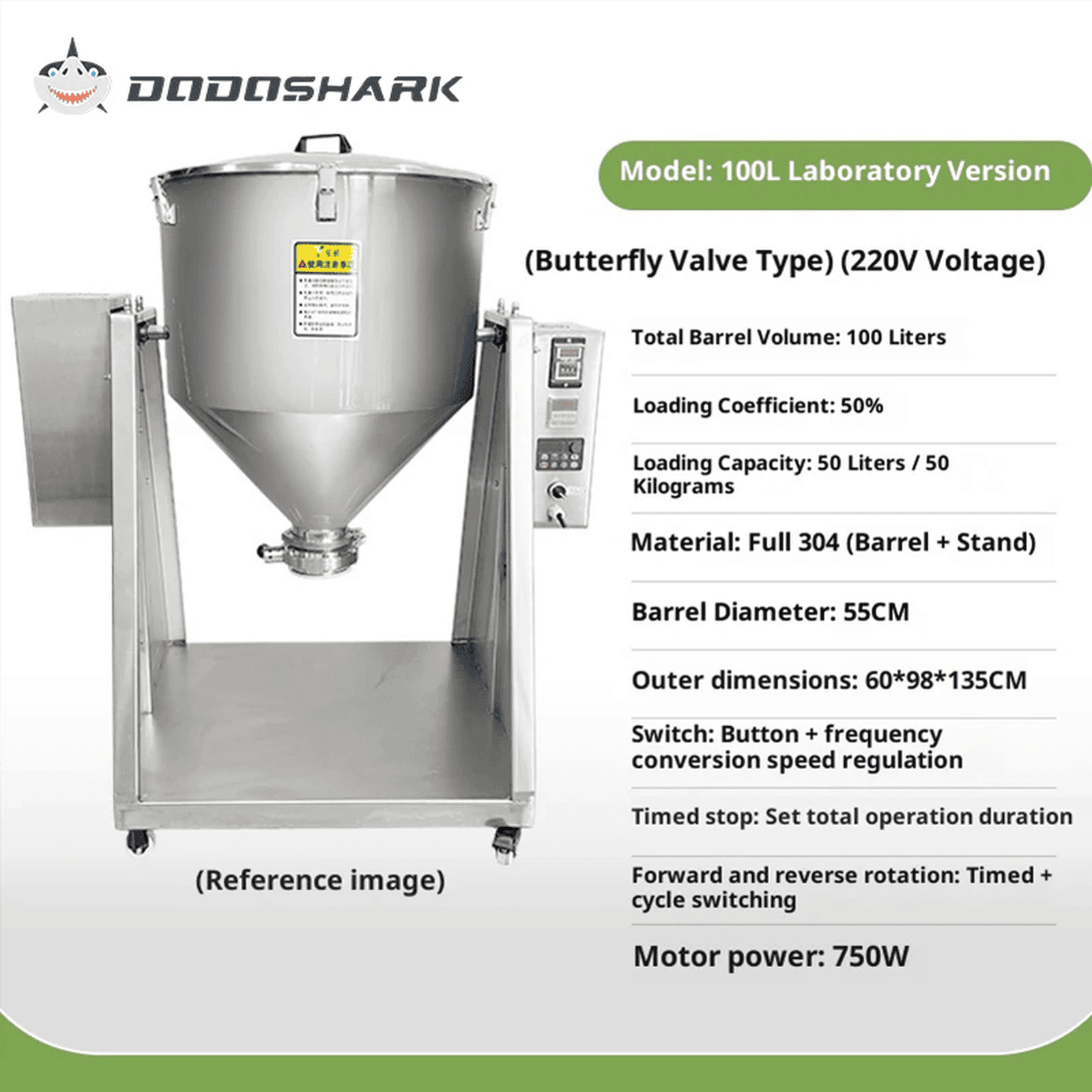 Dodoshark 360 Drum Mixer | Industrial Powder Blending Machine for Lab & Commercial Use - Dodoshark