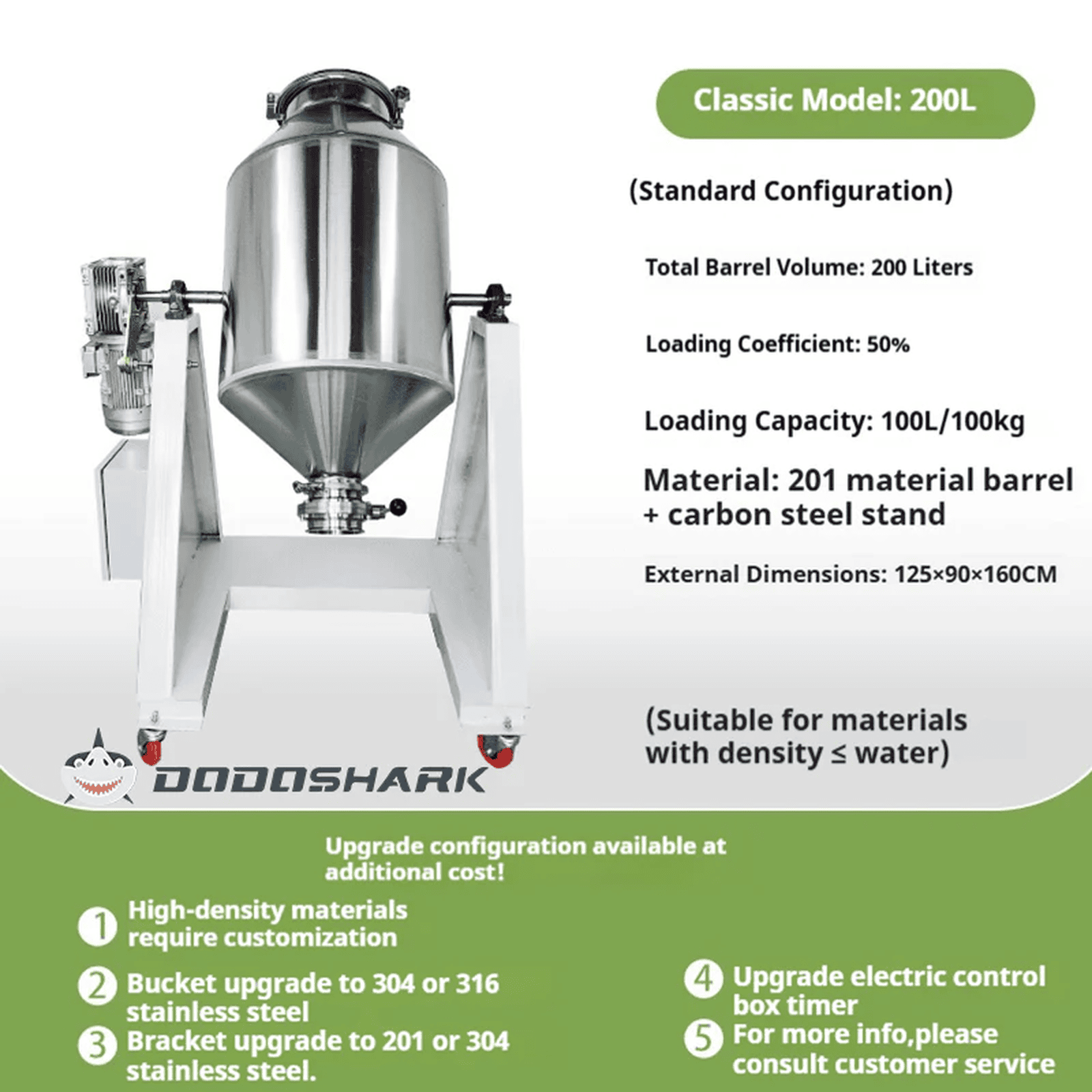 Dodoshark 360 Drum Mixer | Industrial Powder Blending Machine for Lab & Commercial Use - Dodoshark