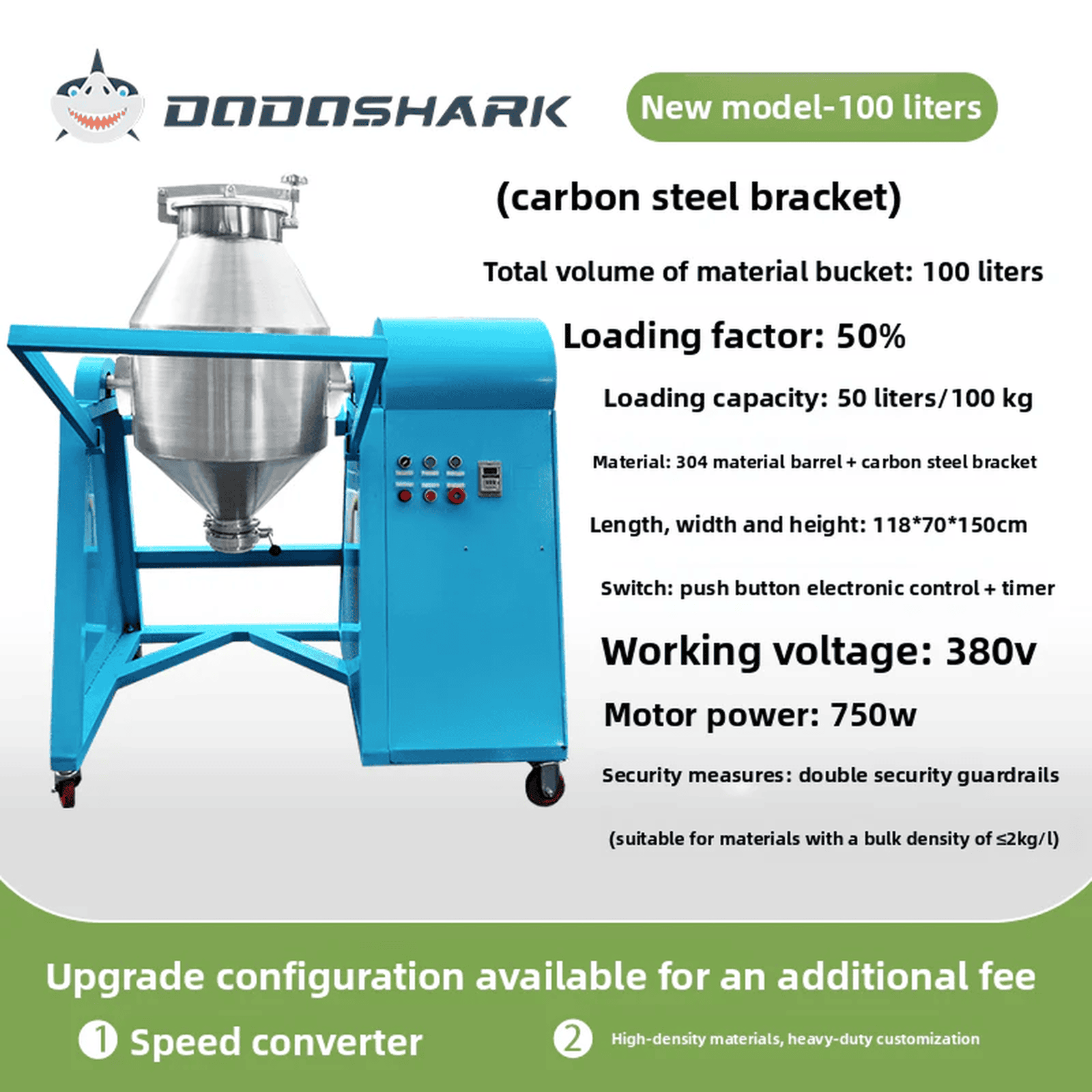Dodoshark 360 Drum Mixer | Industrial Powder Blending Machine for Lab & Commercial Use - Dodoshark