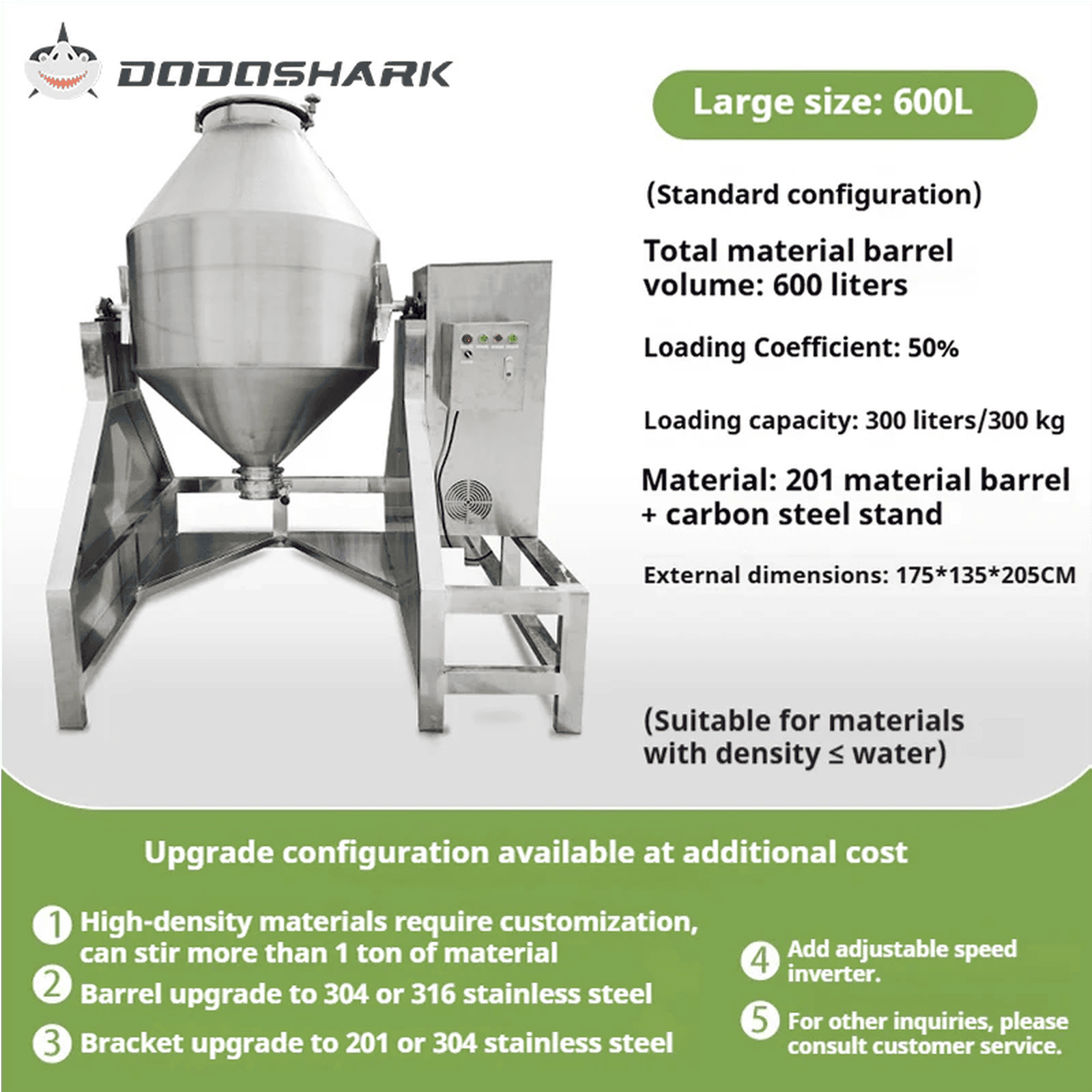 Dodoshark 360 Drum Mixer | Industrial Powder Blending Machine for Lab & Commercial Use - Dodoshark