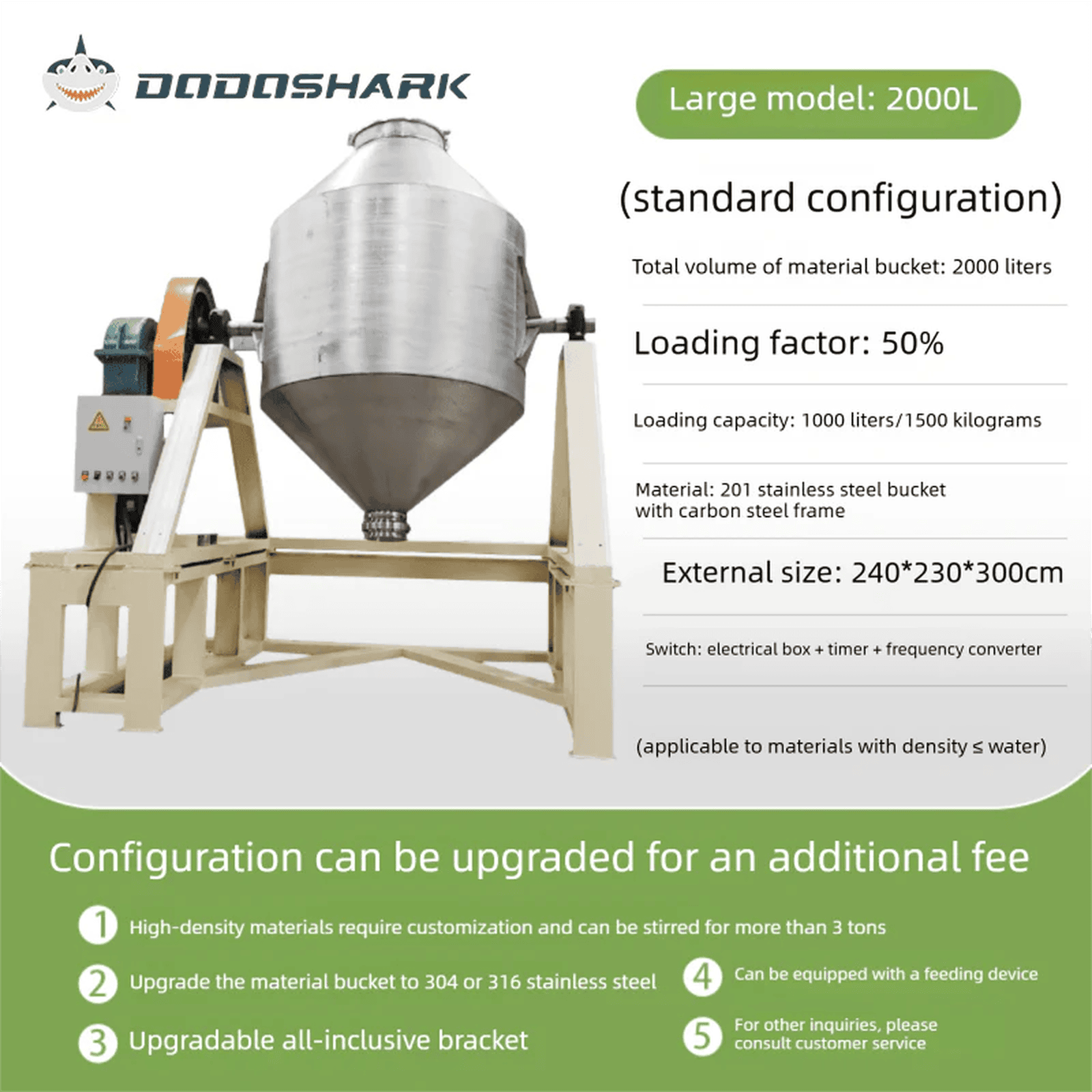 Dodoshark 360 Drum Mixer | Industrial Powder Blending Machine for Lab & Commercial Use - Dodoshark