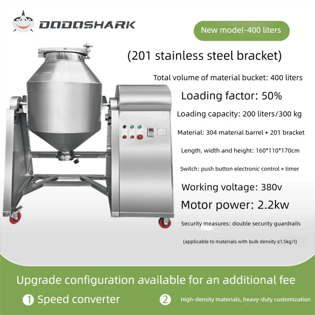 Dodoshark 360 Drum Mixer | Industrial Powder Blending Machine for Lab & Commercial Use - Dodoshark