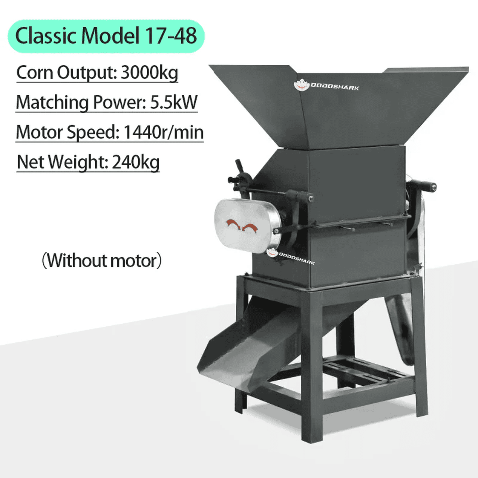 Dodoshark Commercial Double Roller Crusher | Grain Cracker for Corn, Peanuts, Sorghum, Soybeans (Farming & Food Processing) - Dodoshark