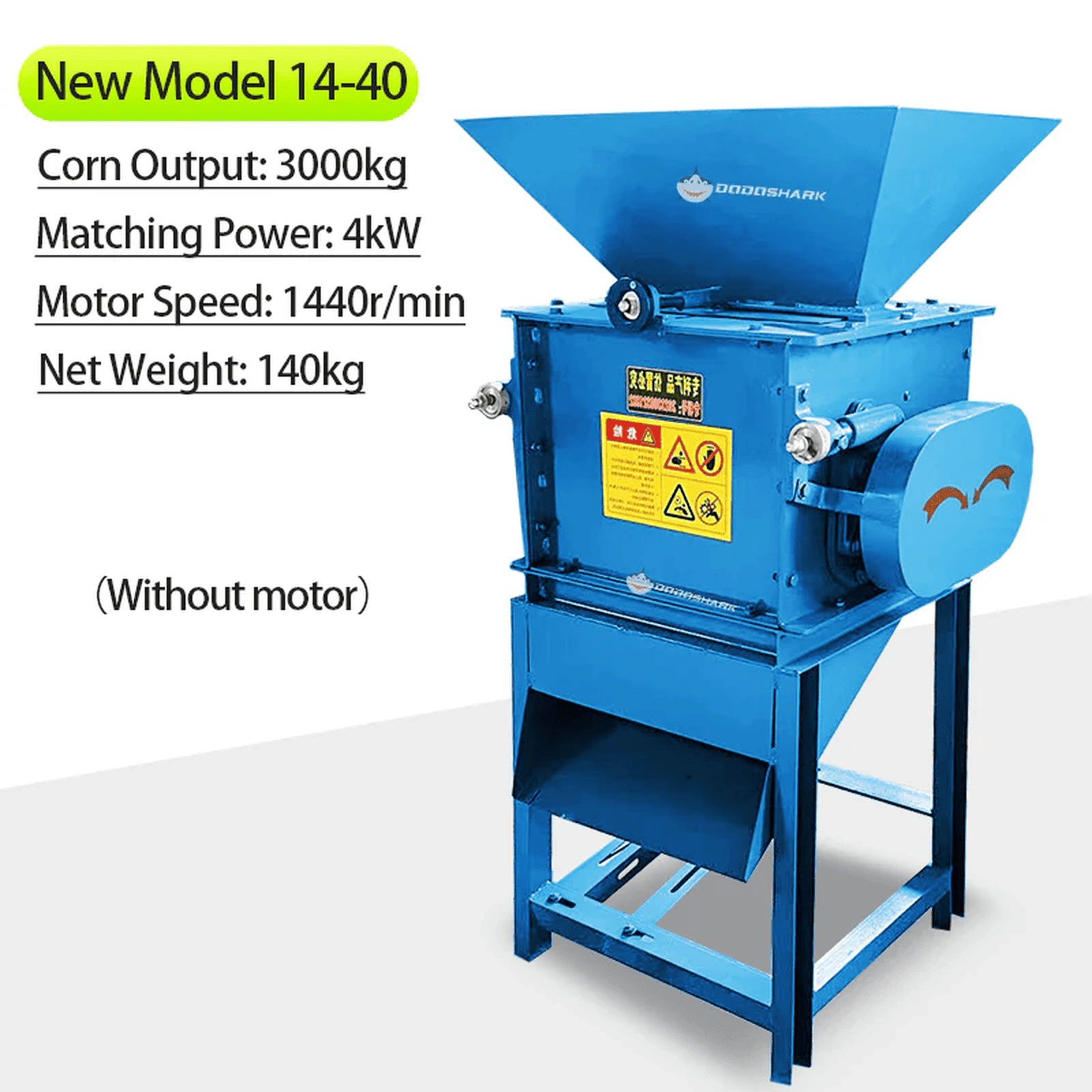 Dodoshark Commercial Double Roller Crusher | Grain Cracker for Corn, Peanuts, Sorghum, Soybeans (Farming & Food Processing) - Dodoshark