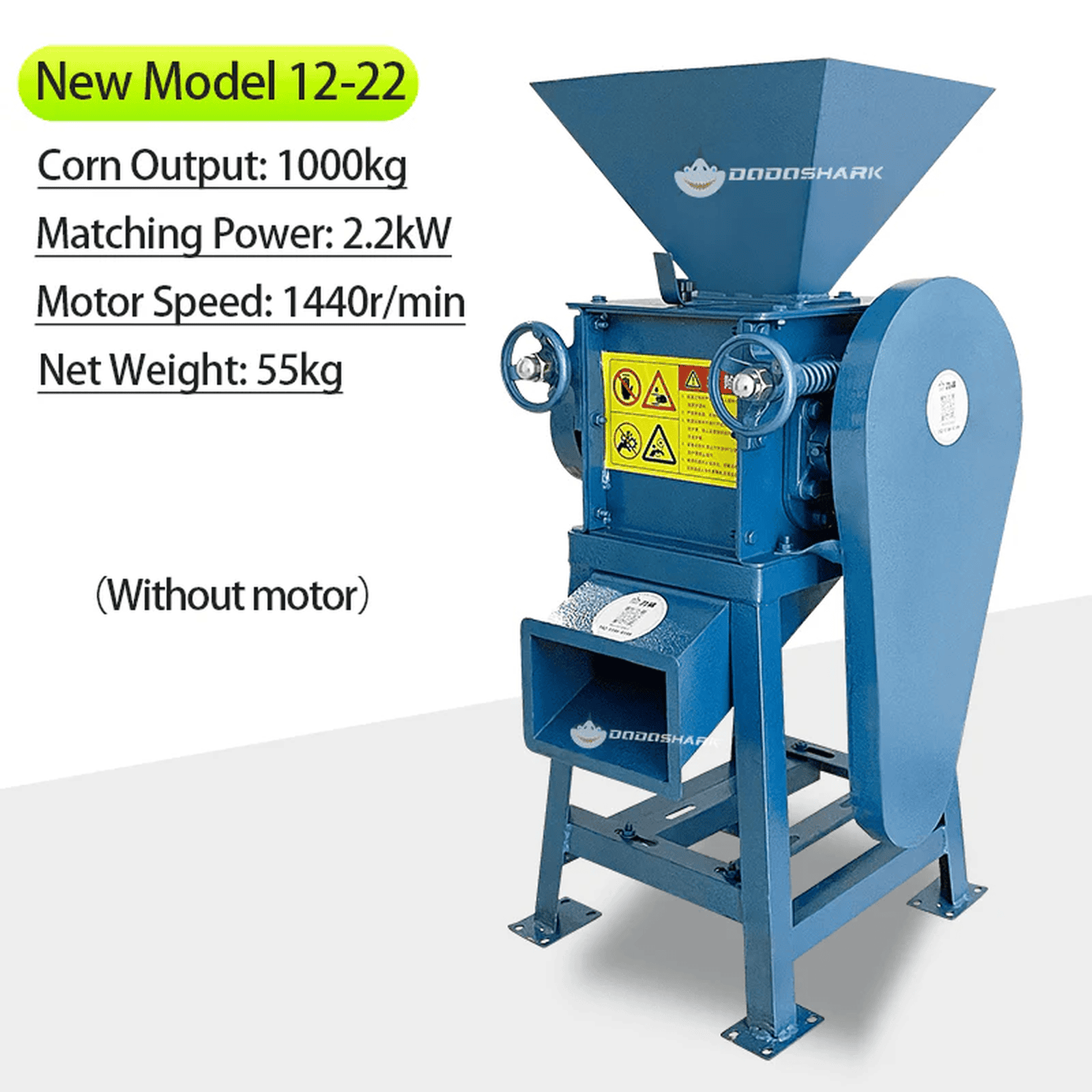 Dodoshark Commercial Double Roller Crusher | Grain Cracker for Corn, Peanuts, Sorghum, Soybeans (Farming & Food Processing) - Dodoshark