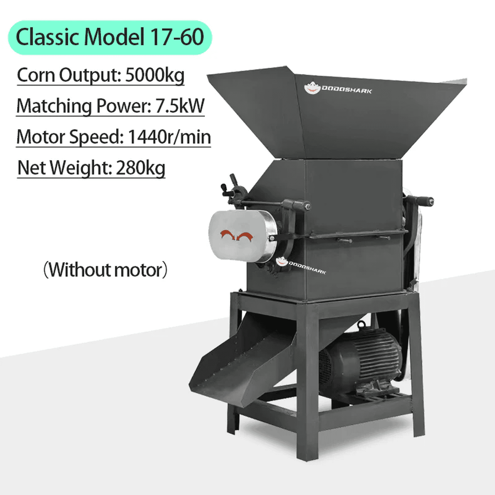 Dodoshark Commercial Double Roller Crusher | Grain Cracker for Corn, Peanuts, Sorghum, Soybeans (Farming & Food Processing) - Dodoshark