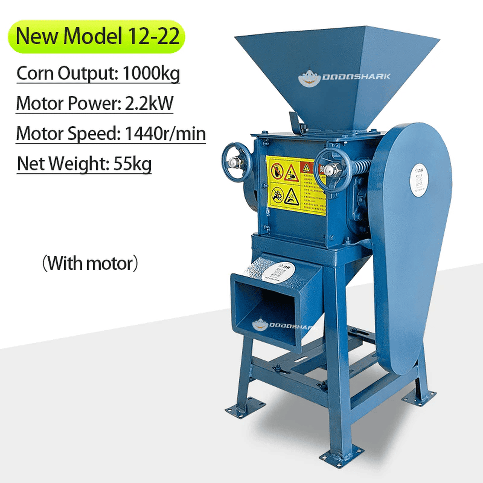 Dodoshark Commercial Double Roller Crusher | Grain Cracker for Corn, Peanuts, Sorghum, Soybeans (Farming & Food Processing) - Dodoshark