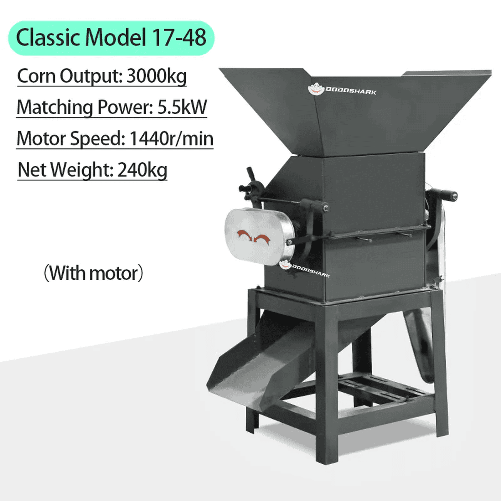 Dodoshark Commercial Double Roller Crusher | Grain Cracker for Corn, Peanuts, Sorghum, Soybeans (Farming & Food Processing) - Dodoshark