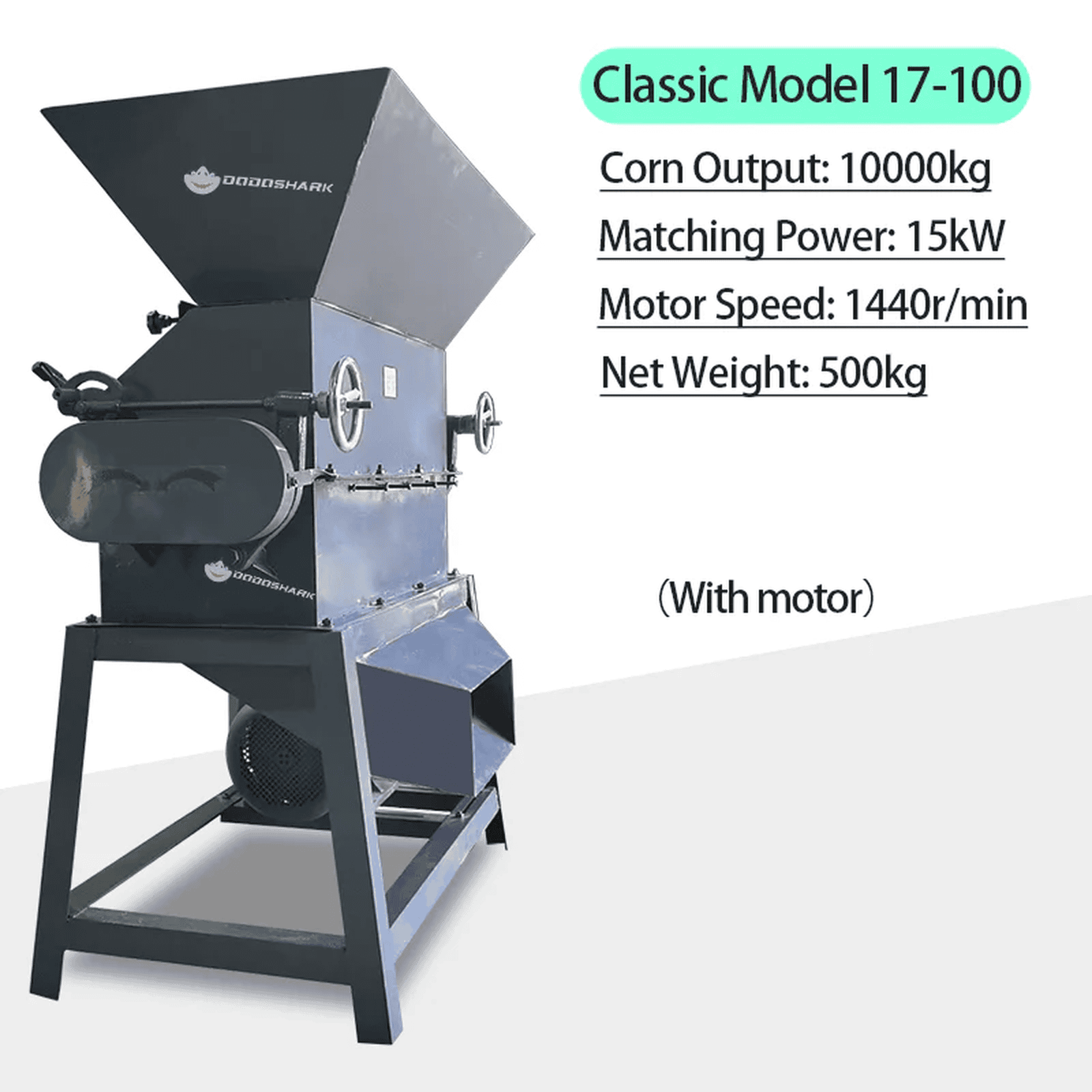 Dodoshark Commercial Double Roller Crusher | Grain Cracker for Corn, Peanuts, Sorghum, Soybeans (Farming & Food Processing) - Dodoshark