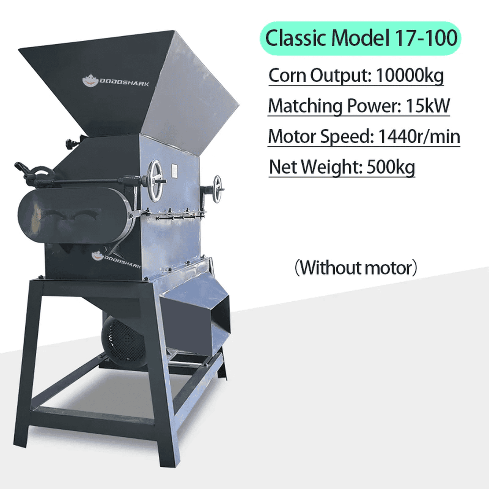 Dodoshark Commercial Double Roller Crusher | Grain Cracker for Corn, Peanuts, Sorghum, Soybeans (Farming & Food Processing) - Dodoshark