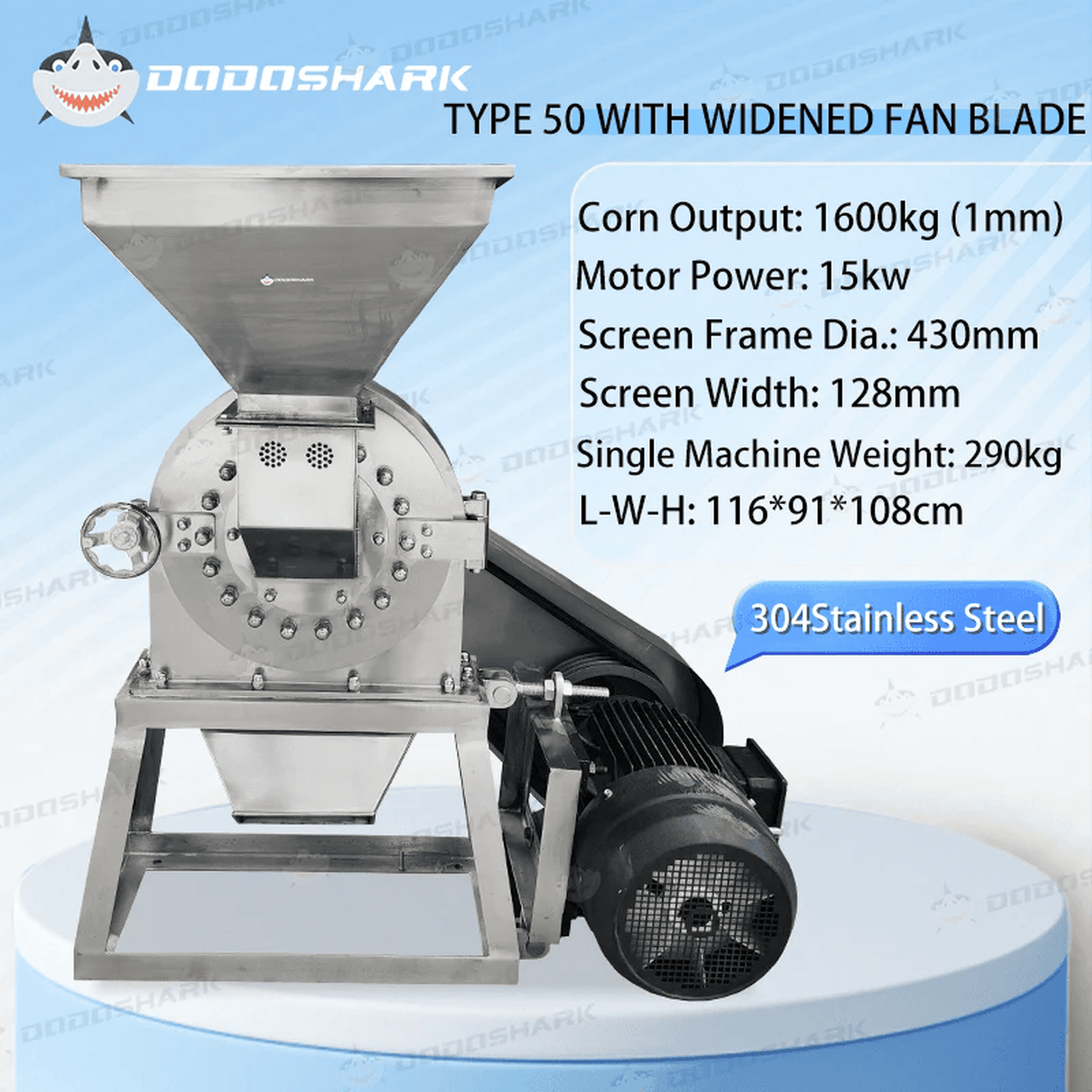 Dodoshark Commercial Stainless Steel Self - Priming Grinder | Tooth Disc Mill for Spices, Grains, TCM, Rice - Dodoshark