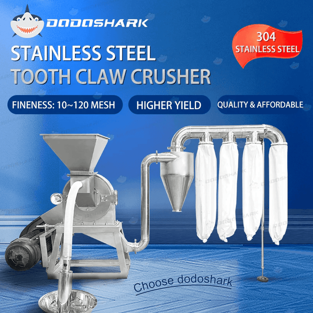 Dodoshark Commercial Stainless Steel Self - Priming Grinder | Tooth Disc Mill for Spices, Grains, TCM, Rice - Dodoshark