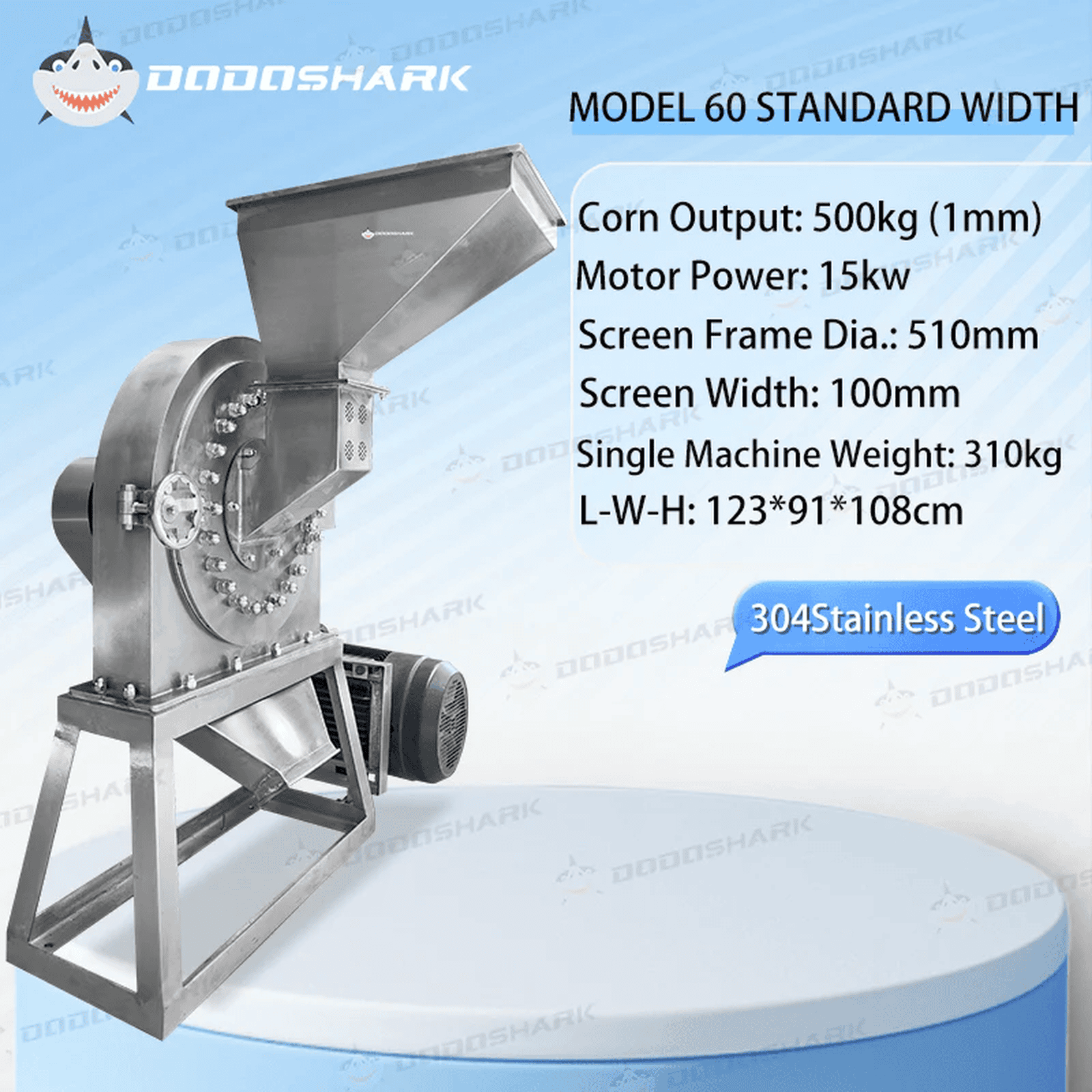 Dodoshark Commercial Stainless Steel Self - Priming Grinder | Tooth Disc Mill for Spices, Grains, TCM, Rice - Dodoshark