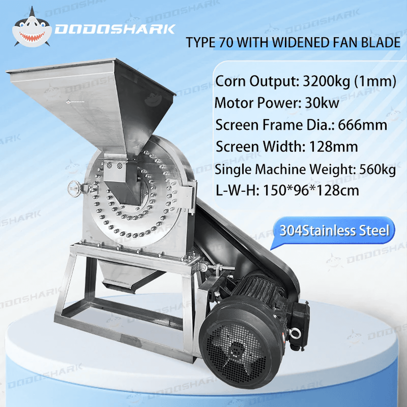 Dodoshark Commercial Stainless Steel Self - Priming Grinder | Tooth Disc Mill for Spices, Grains, TCM, Rice - Dodoshark