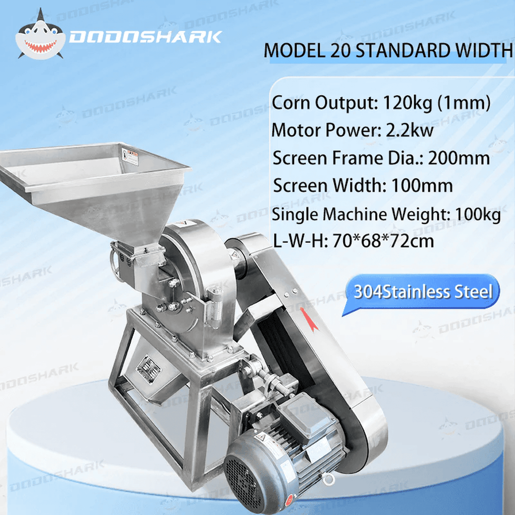 Dodoshark Commercial Stainless Steel Self - Priming Grinder | Tooth Disc Mill for Spices, Grains, TCM, Rice - Dodoshark