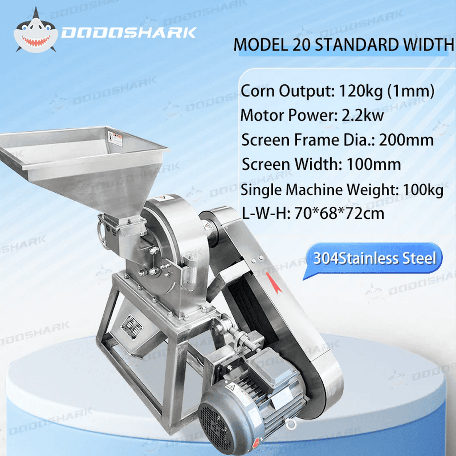 Dodoshark Commercial Stainless Steel Self - Priming Grinder | Tooth Disc Mill for Spices, Grains, TCM, Rice - Dodoshark