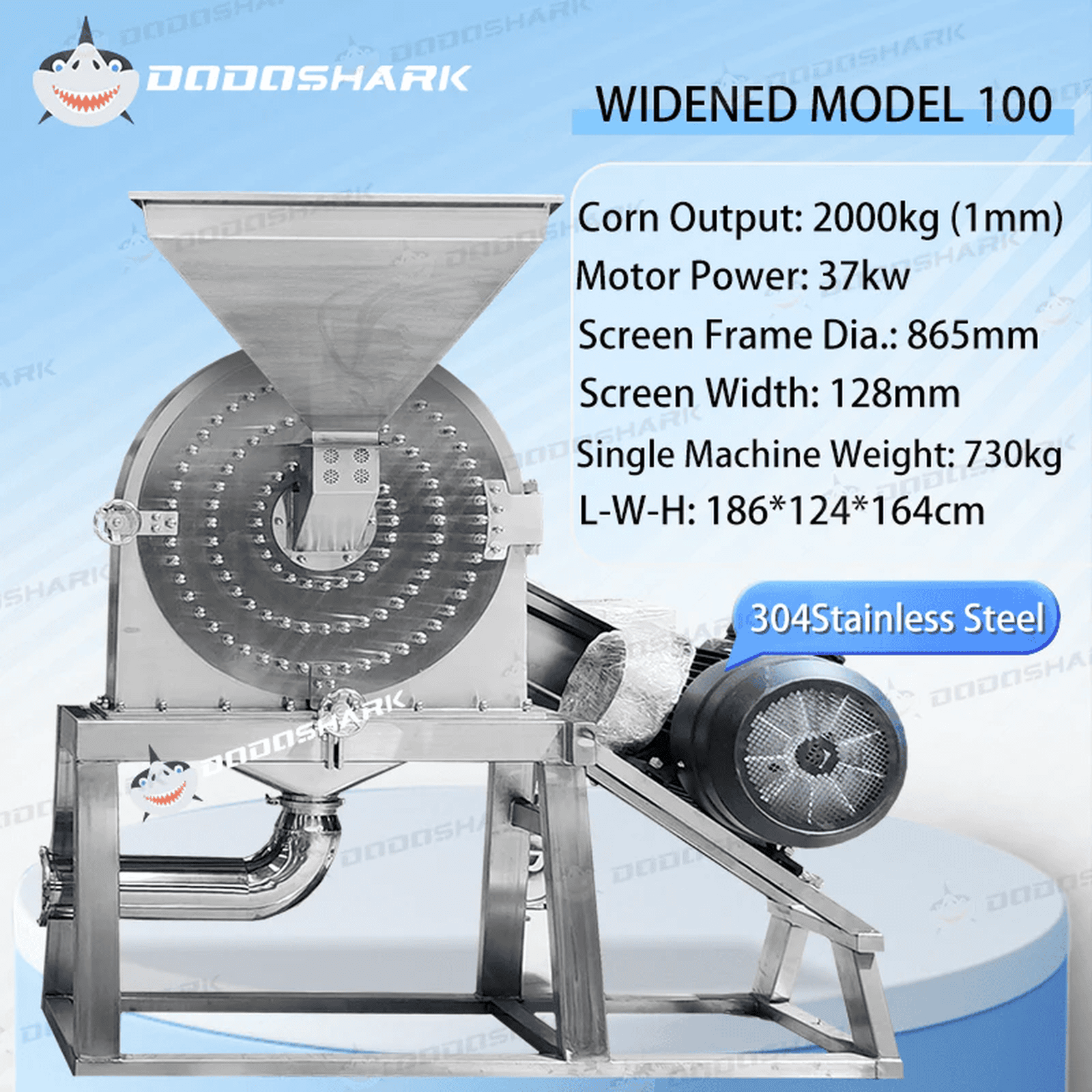 Dodoshark Commercial Stainless Steel Self - Priming Grinder | Tooth Disc Mill for Spices, Grains, TCM, Rice - Dodoshark