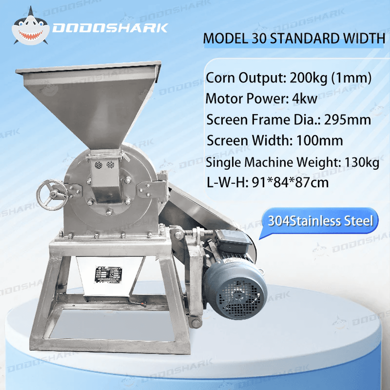 Dodoshark Commercial Stainless Steel Self - Priming Grinder | Tooth Disc Mill for Spices, Grains, TCM, Rice - Dodoshark