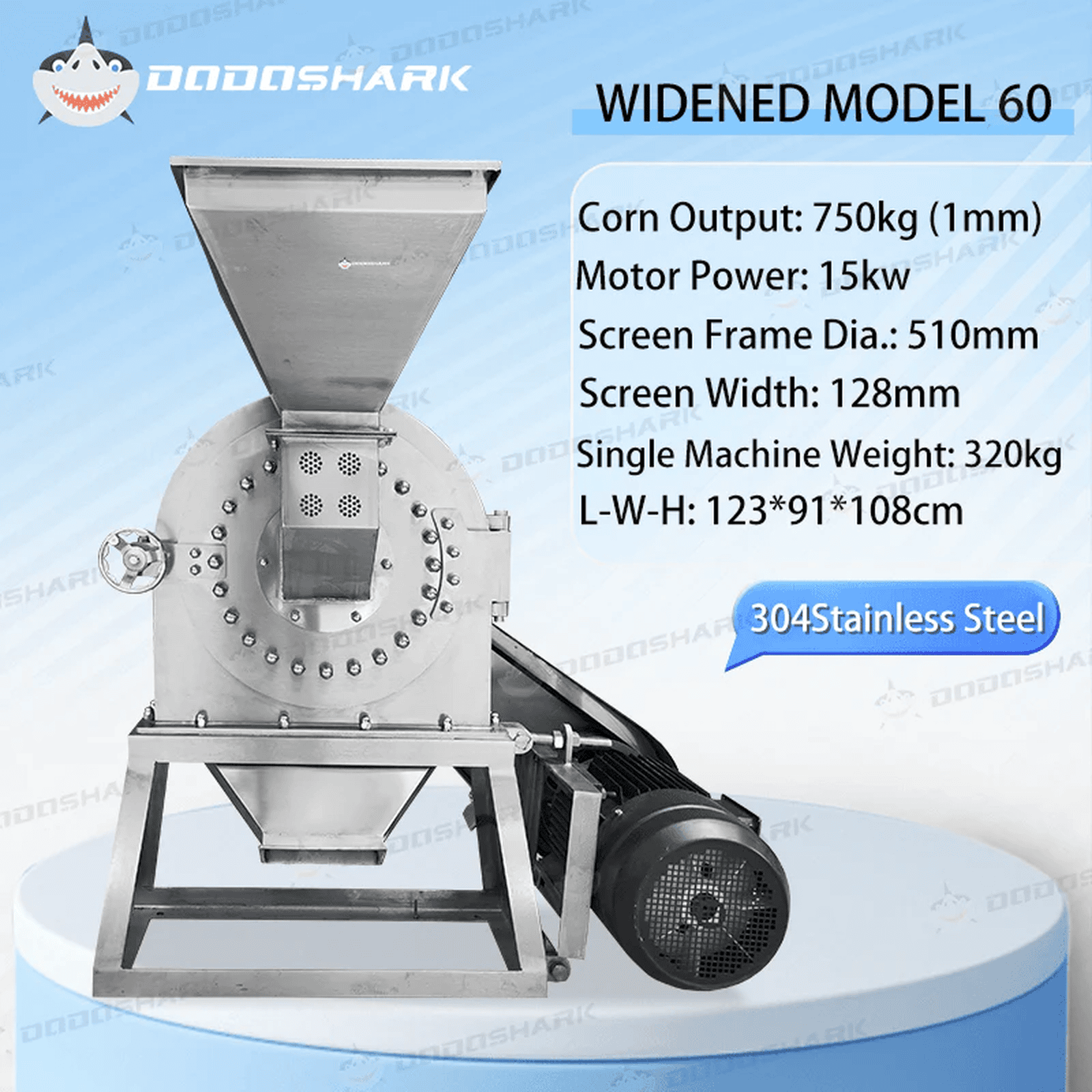 Dodoshark Commercial Stainless Steel Self - Priming Grinder | Tooth Disc Mill for Spices, Grains, TCM, Rice - Dodoshark
