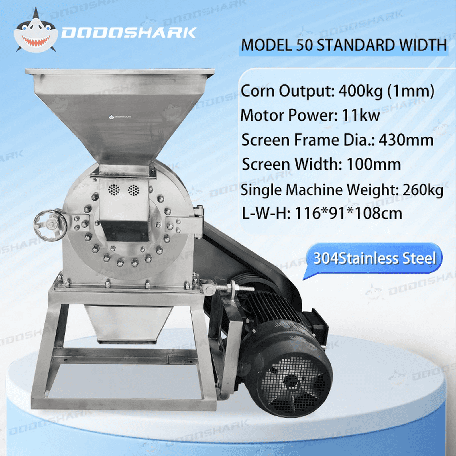 Dodoshark Commercial Stainless Steel Self - Priming Grinder | Tooth Disc Mill for Spices, Grains, TCM, Rice - Dodoshark