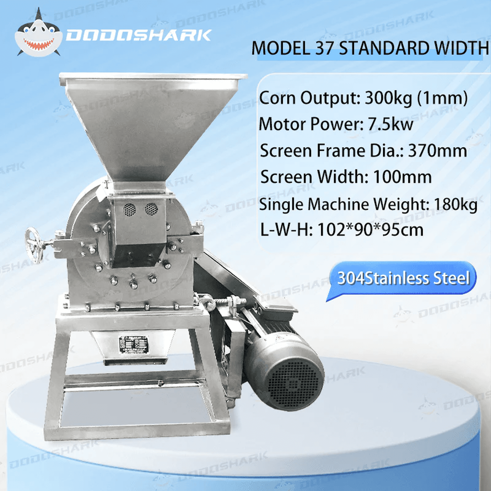 Dodoshark Commercial Stainless Steel Self - Priming Grinder | Tooth Disc Mill for Spices, Grains, TCM, Rice - Dodoshark