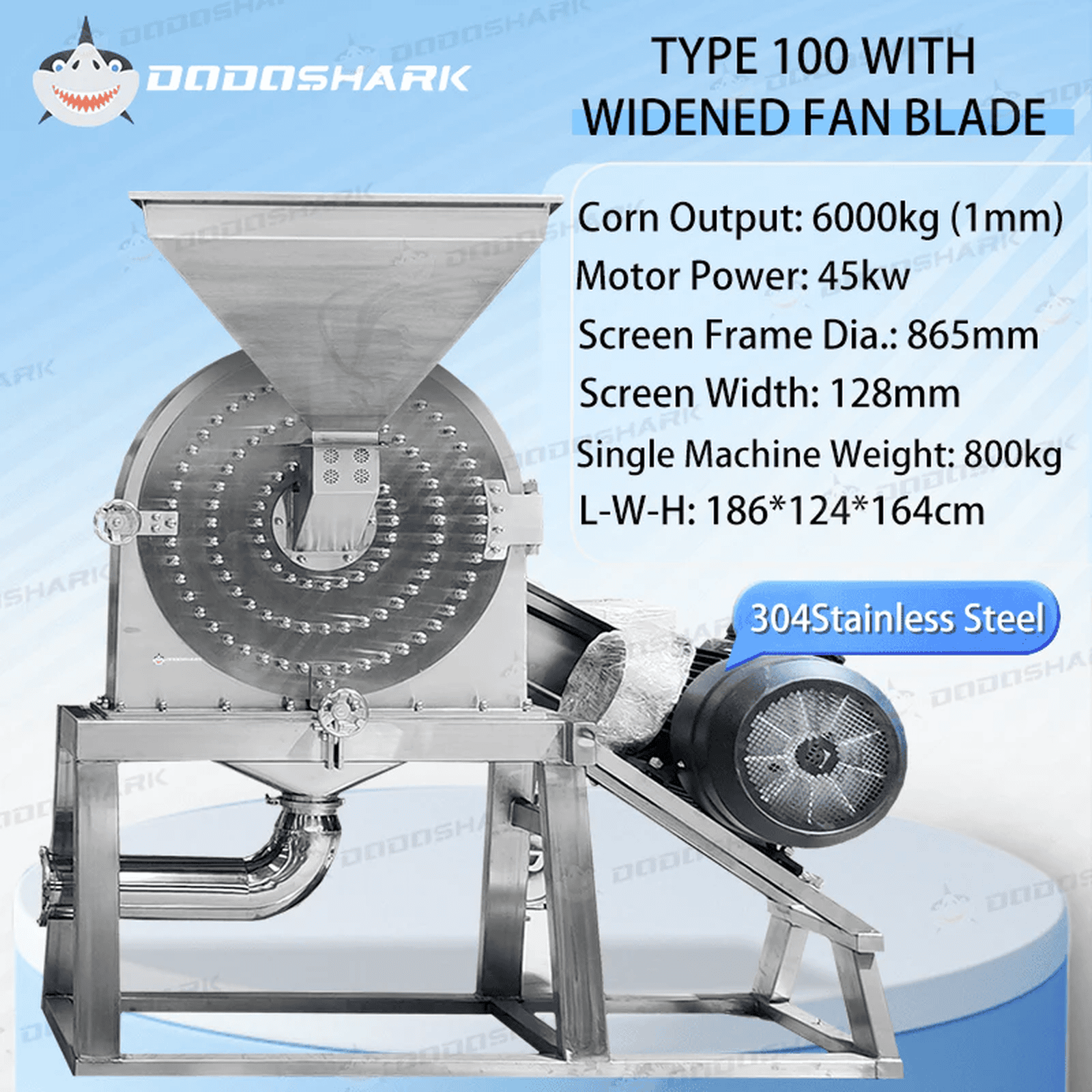 Dodoshark Commercial Stainless Steel Self - Priming Grinder | Tooth Disc Mill for Spices, Grains, TCM, Rice - Dodoshark