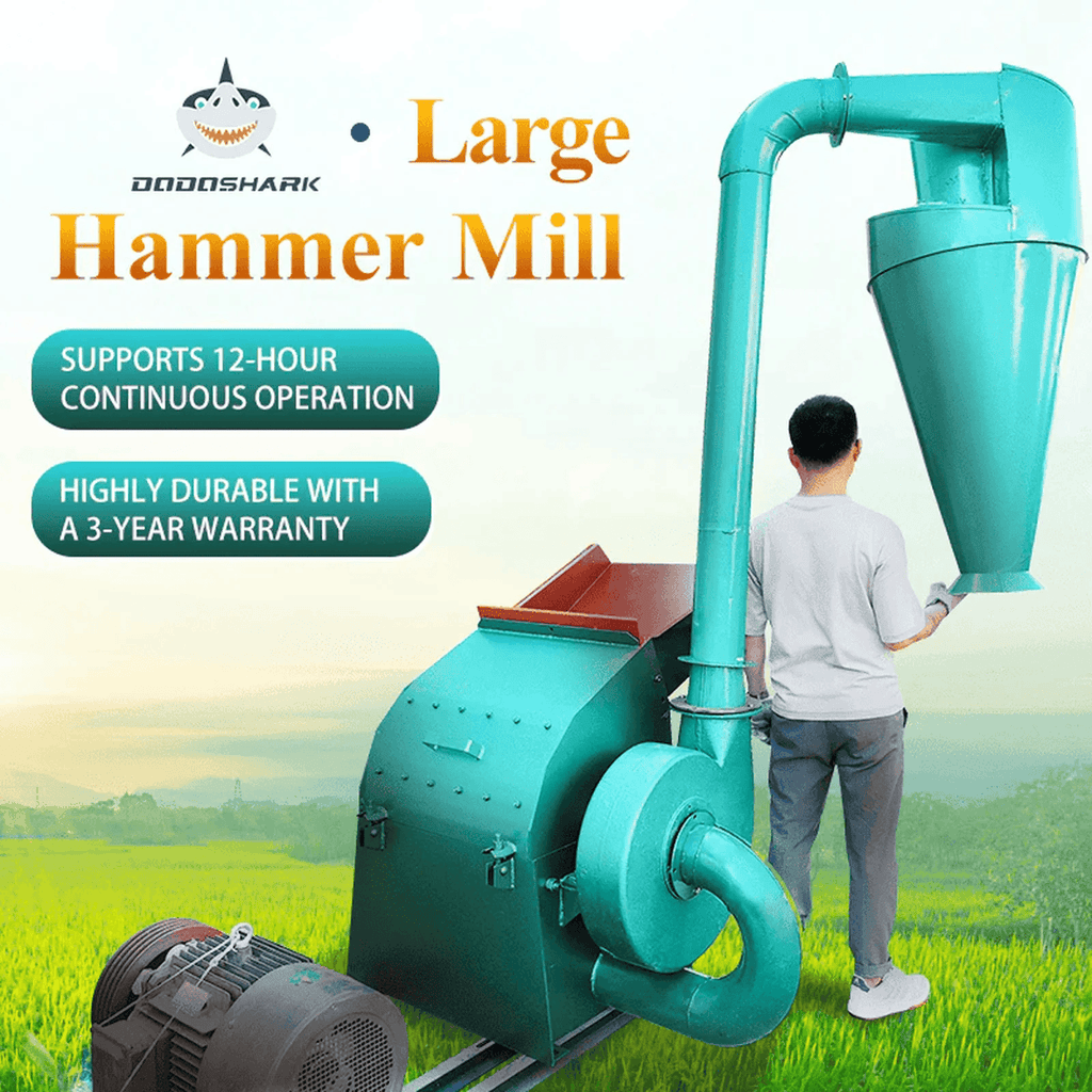 Dodoshark Industrial Hammer Mill | Commercial Grinder for Grains, Forage, Biomass - Dodoshark